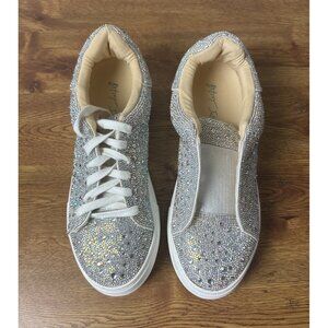 Betsey Johnson SB-Sidny Rhinestone Sneakers Women's 10M Sparkly Platform Shoe